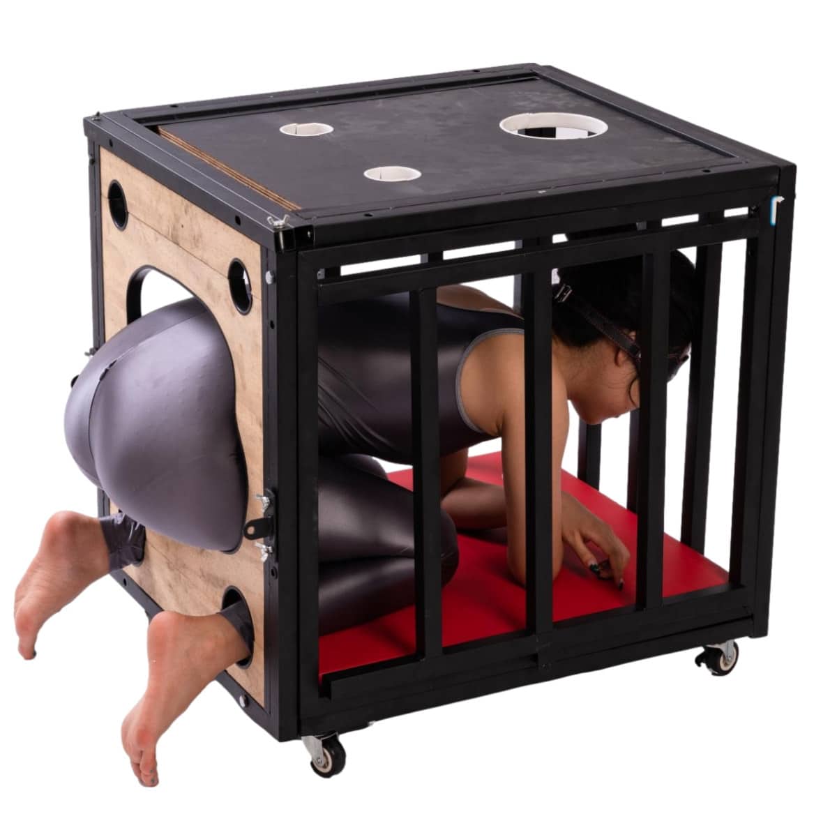 Conditioning dog slave K9 bondage cage