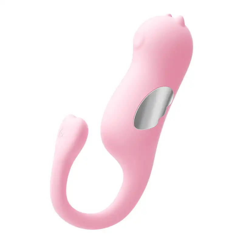 Pink seahorse-shaped app-controlled egg vibrator with electro-shock