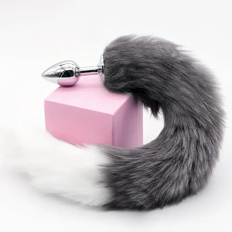Gray Cat Tail Anal Plug