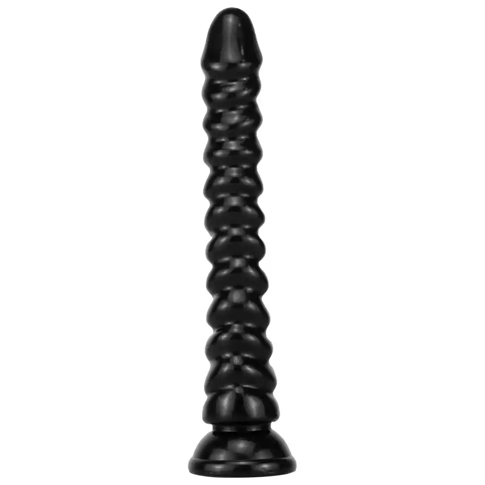 Black long suction cup dildo