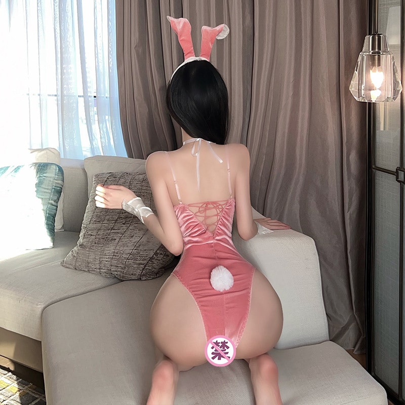 Sexy bondage pink bunny costume