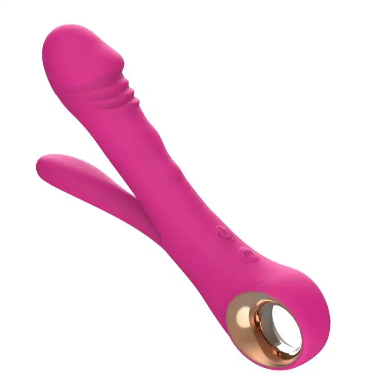 Red dildo-style Y-type vibrator rechargeable