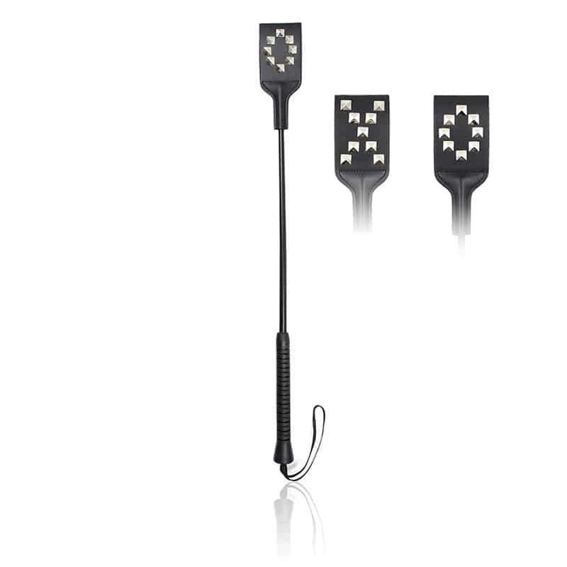 Riding crops with double-sided metal letters spikes