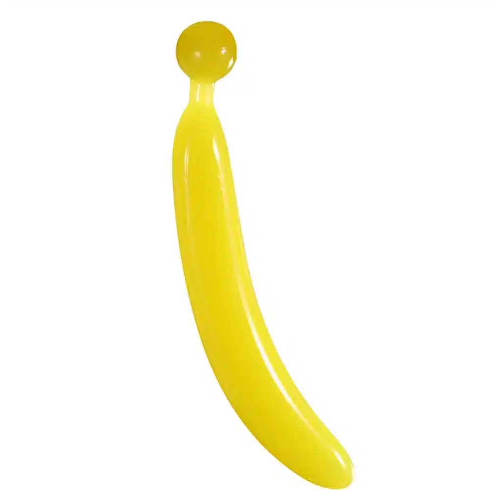 Yellow banana-shaped extended long dildo