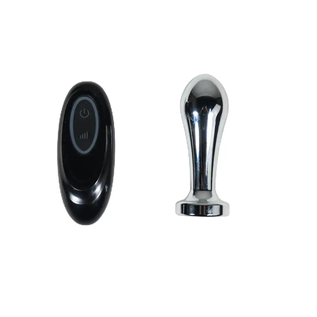 Teardrop-shaped remote-controlled vibrating metal butt plug