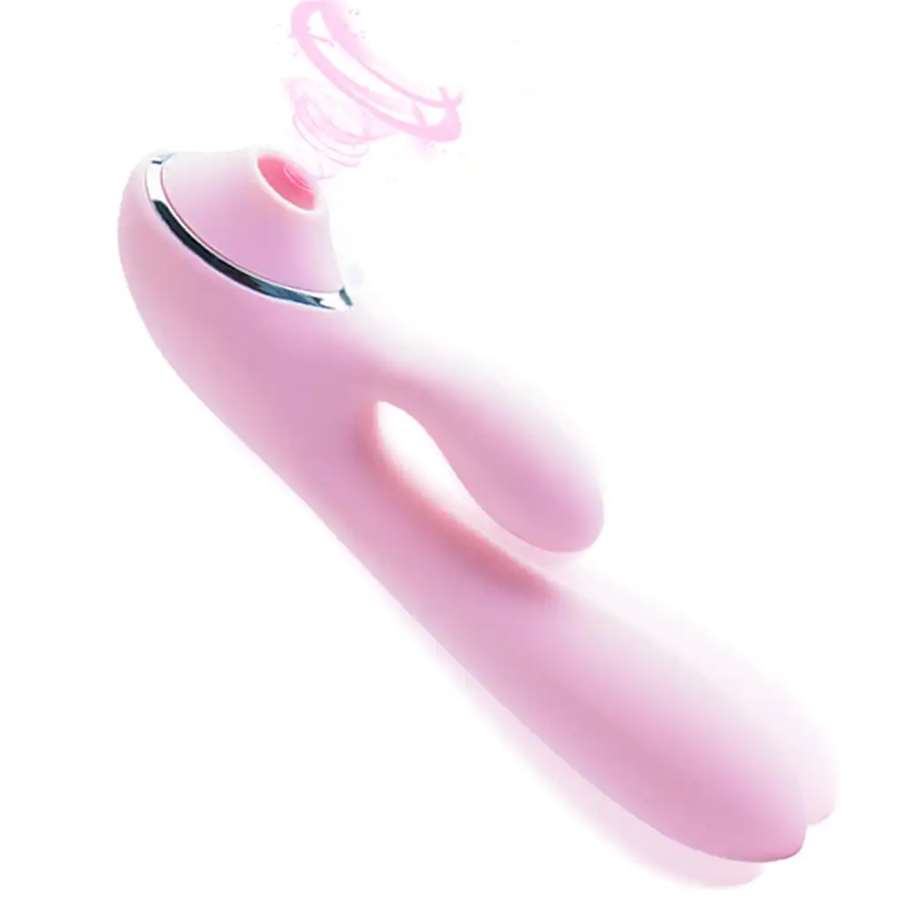 Pink Y-shaped vibrator with sucking function rechargeable
