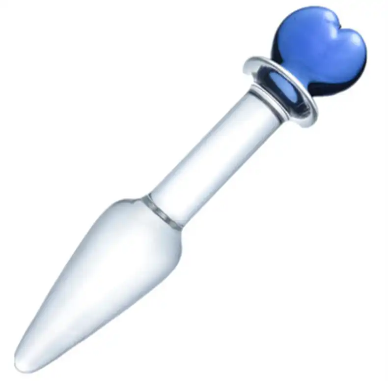 Blue Heart Glass Butt Plug