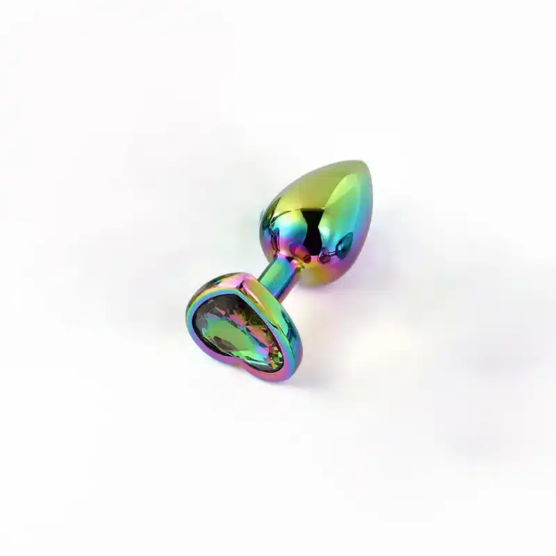 Heart-shaped rainbow jewel butt plug for gay