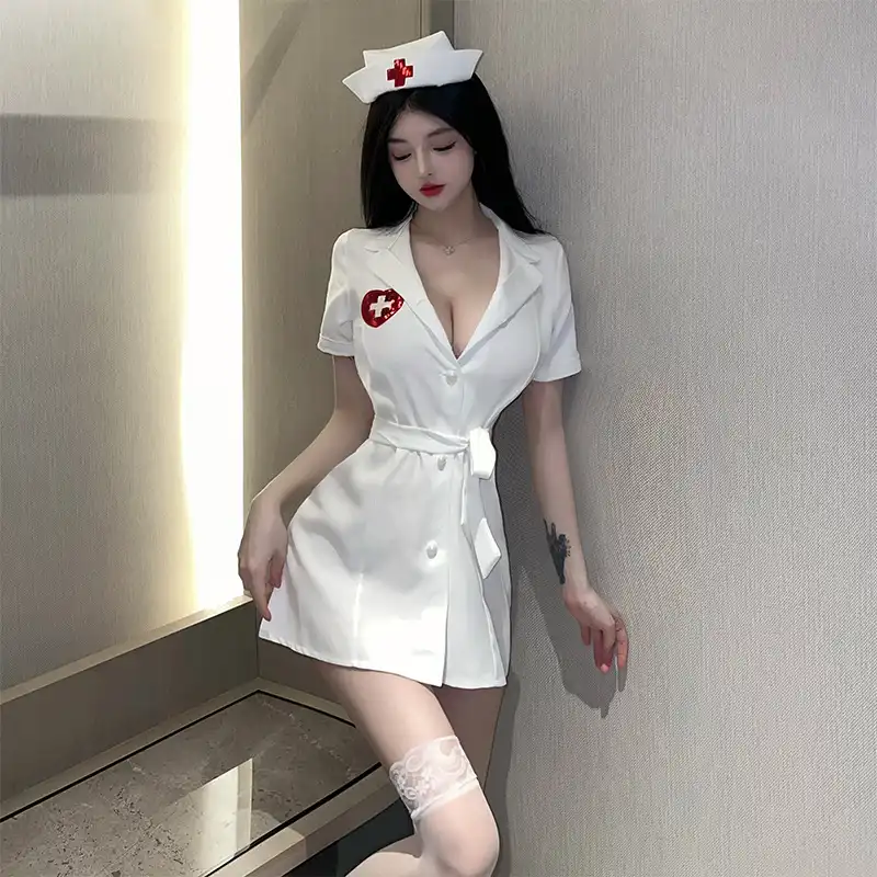 White sexy nurse costumes for women