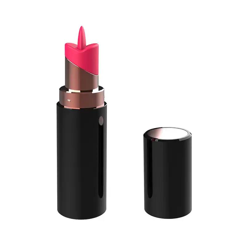 Lipstick vibrator in black shell with tongue