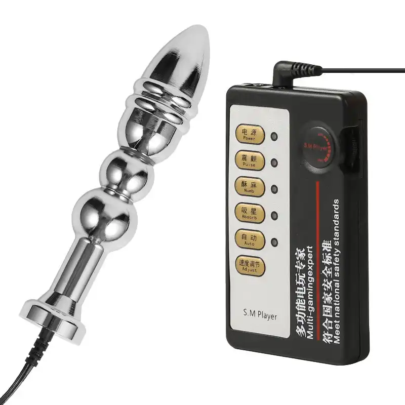 Metal beaded electro butt plug with the main unit