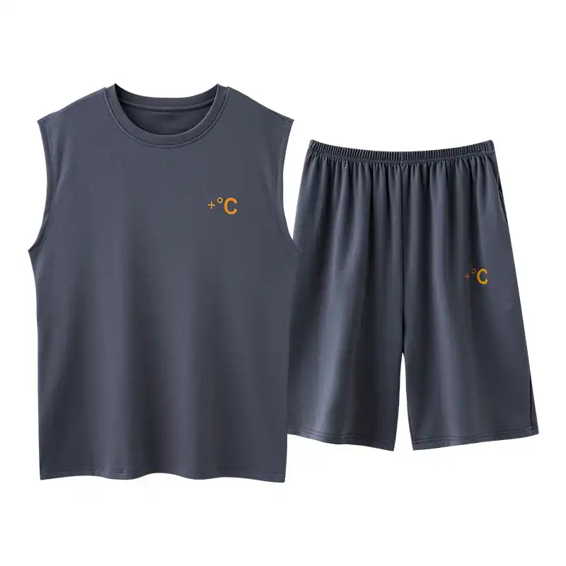 Dark blue minimalist pajama set for men