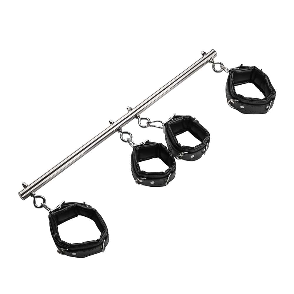 Adjustable Spreader Bar with 4 Leather Cuffs