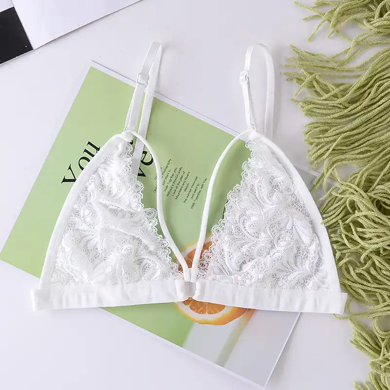 White lace triangle bra