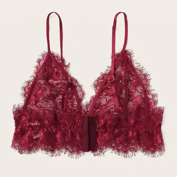 Red lace patterned bra