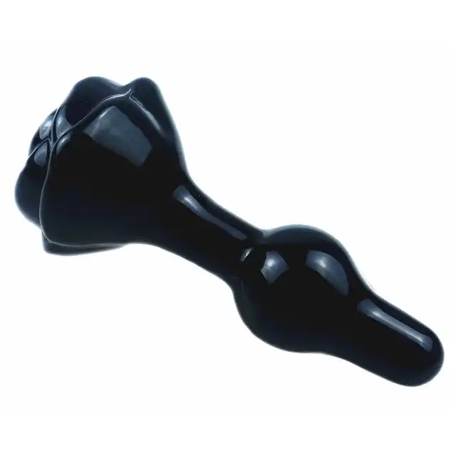 Black Glass Rose Butt Plug