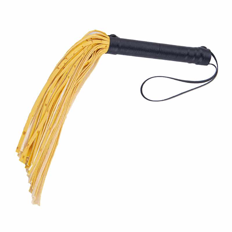 Leather flogger with black handle