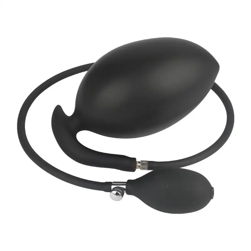 Black large detachable inflatable butt plug