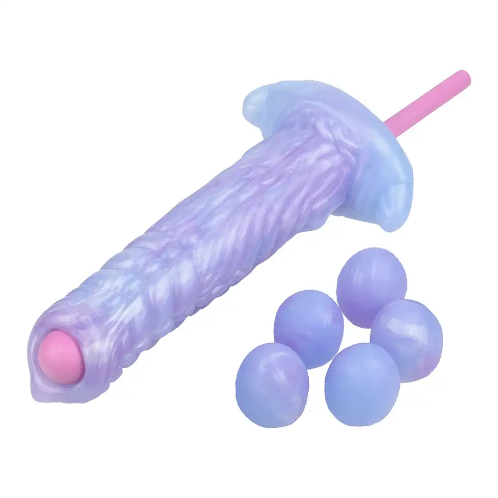 Liquid silicone dildo ovipositor with push assist