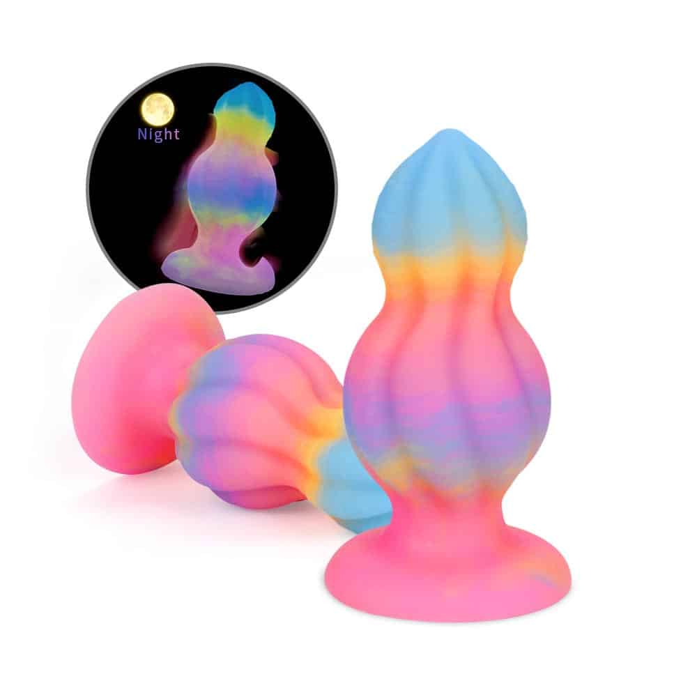 Colorful Liquid Silicone Gourd-Shaped Glow-in-the-Dark Dildo JJ-566