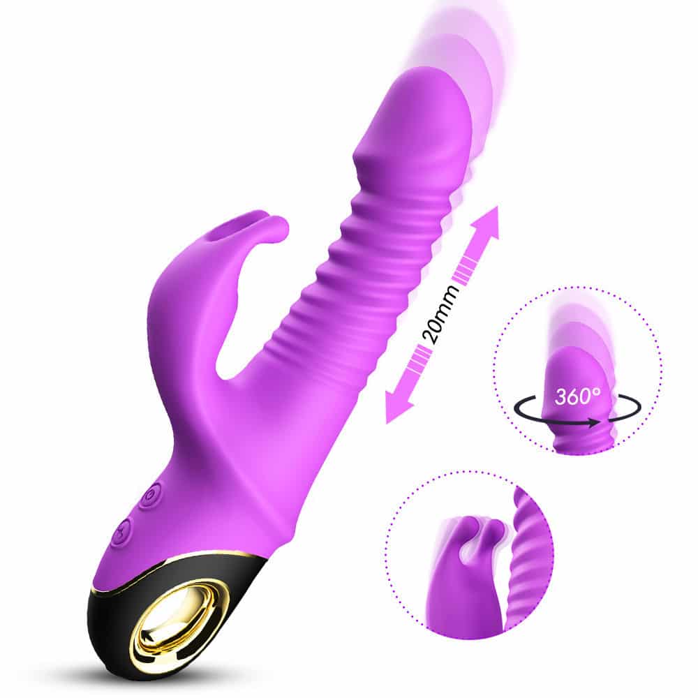Purple thrusting dildo suction vibrator