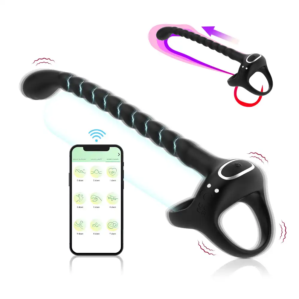 Black remote control couples vibrator with beads