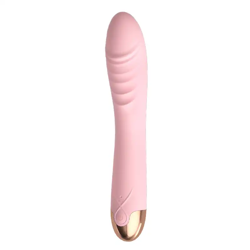 Pink dildo vibrator with a metal handle