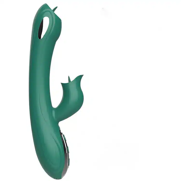 Green electric vibrator with tongue-licking feature