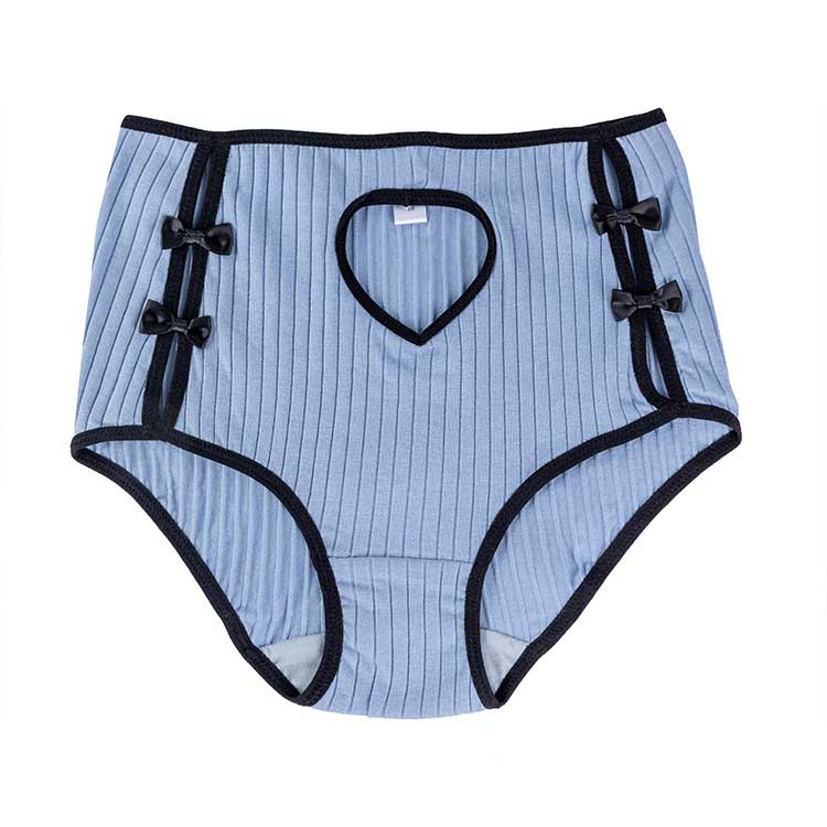 Solid Color Cotton High-Waist Panty with Heart Cut-Out HX-AXM