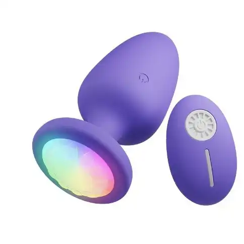 Purple remote-controlled light-up vibrating butt plug