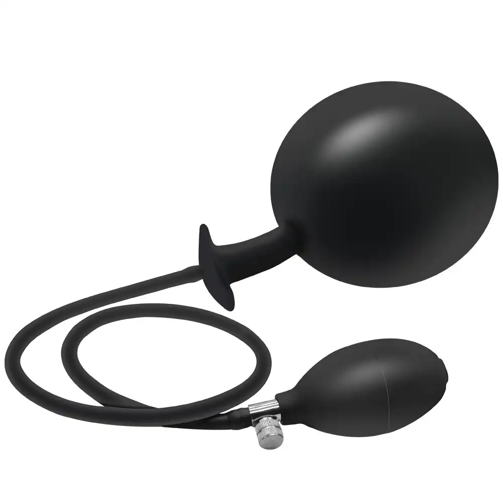 Black flower-bud-shaped large inflatable butt plug