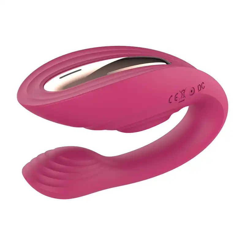 Red wearable clit vibrator with two heads