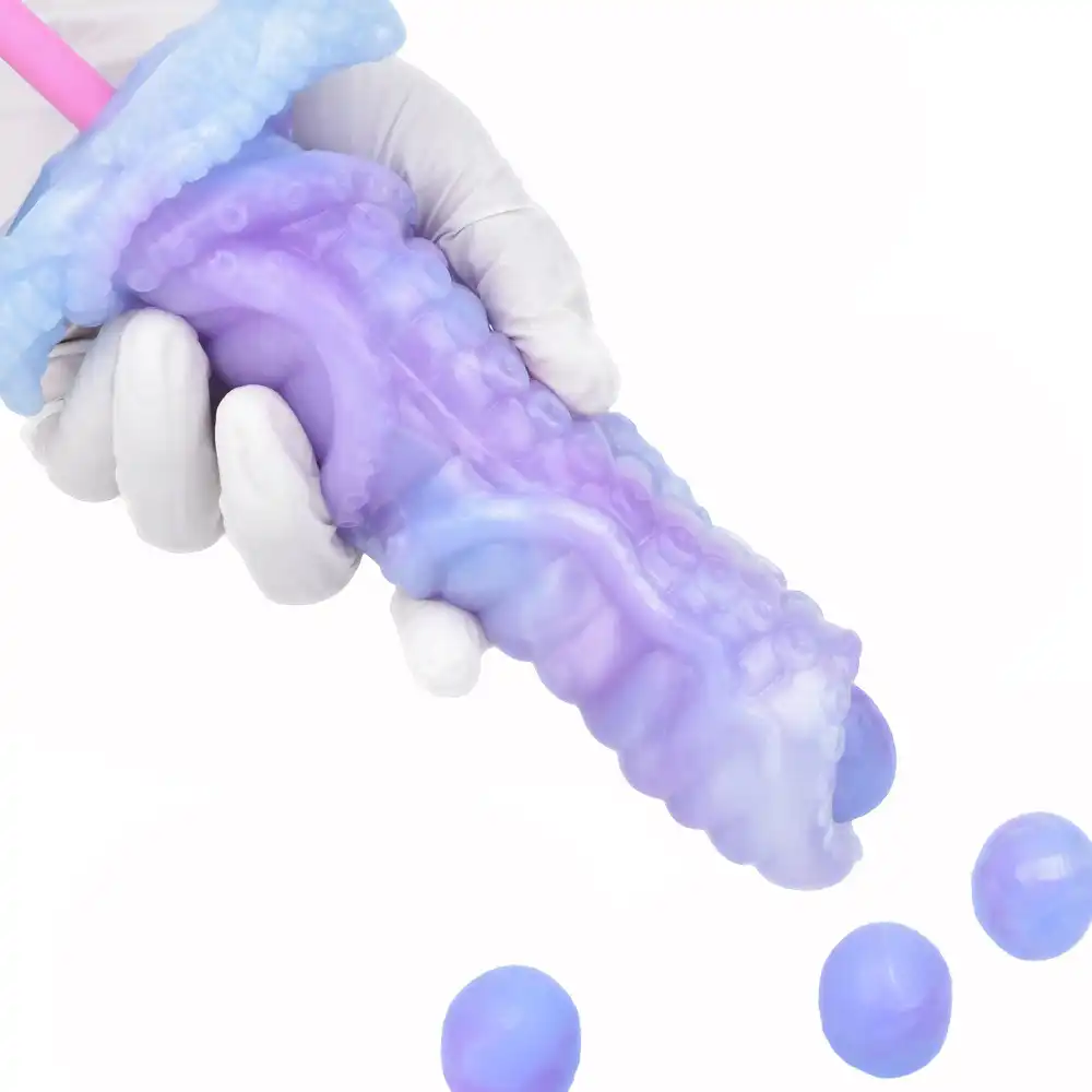 Liquid silicone monster tentacle manual-push ovipositor