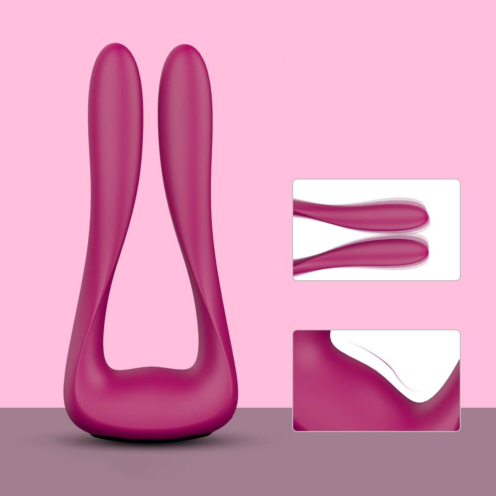 A red double fork -type rabbit ear appearance vibrator