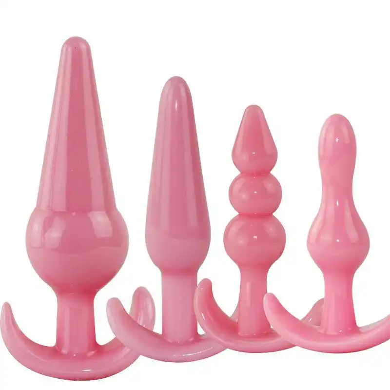 Pink silicone beginner butt plug set