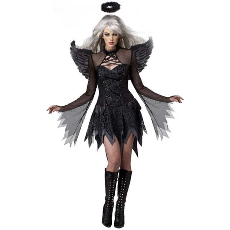 black Halloween costume angel sexy