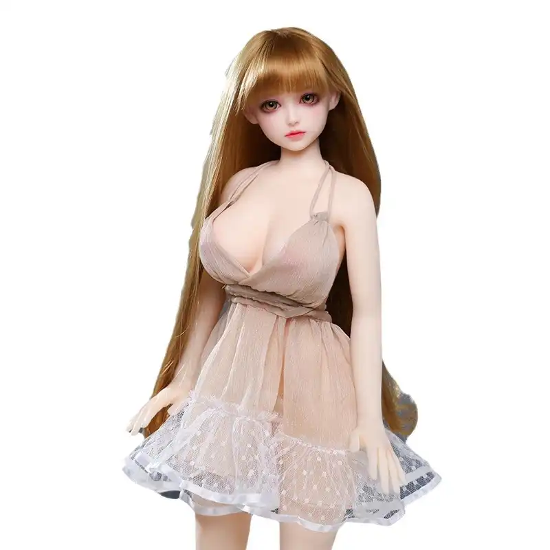 Blonde hair 60cm height mini silicone sex doll