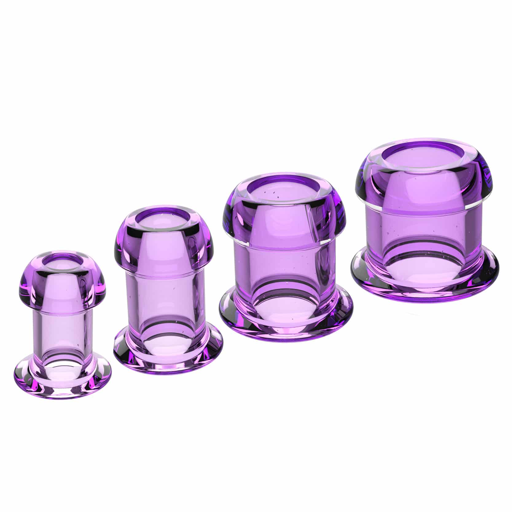 Different size clear hollow butt plug