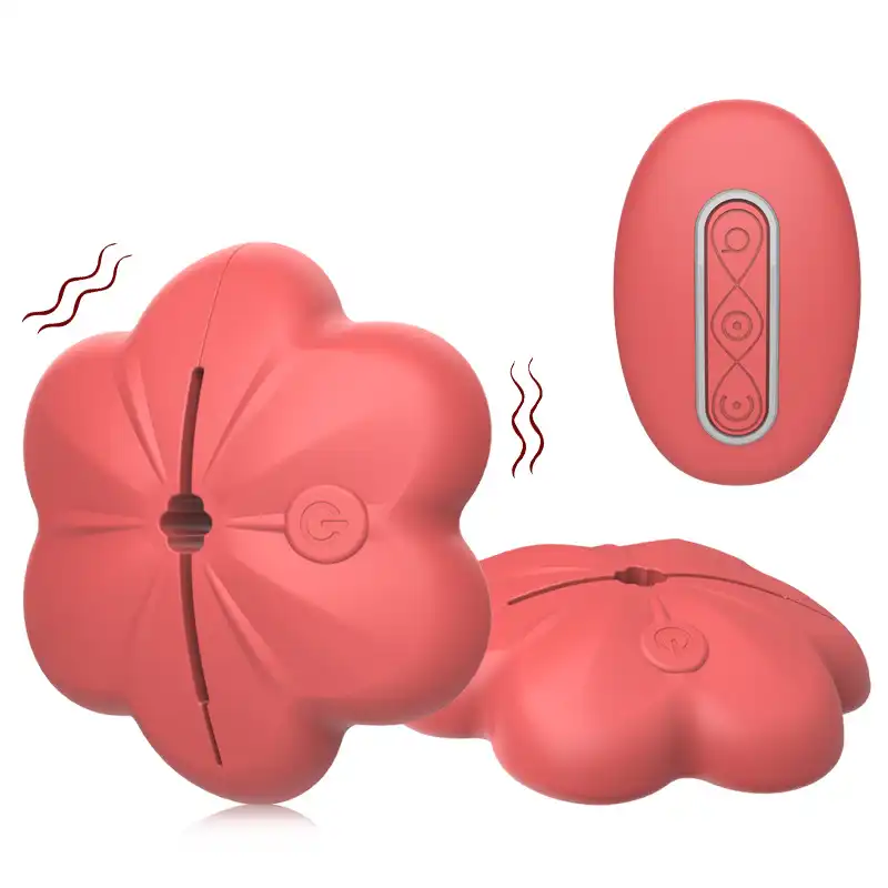 Red flower appearance nipple clamps massage stimulators