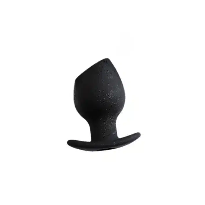 Black bullet-shaped hollow silicone butt plug