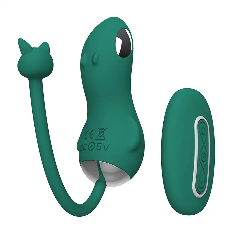 Green Mickey-shaped silicone remote-controlled egg vibrator with electro-shock