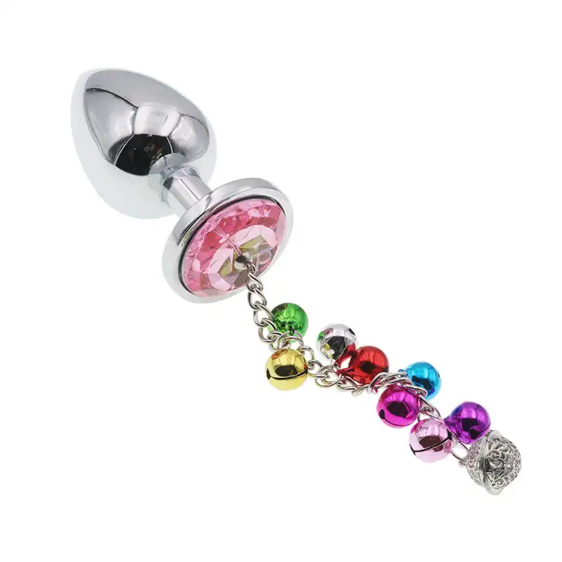 Pink jewel butt plug with a string of bells