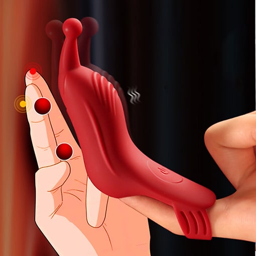 A red finger vibrator