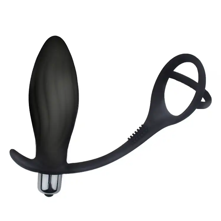 Black silicone wearable swing vibrating butt plug