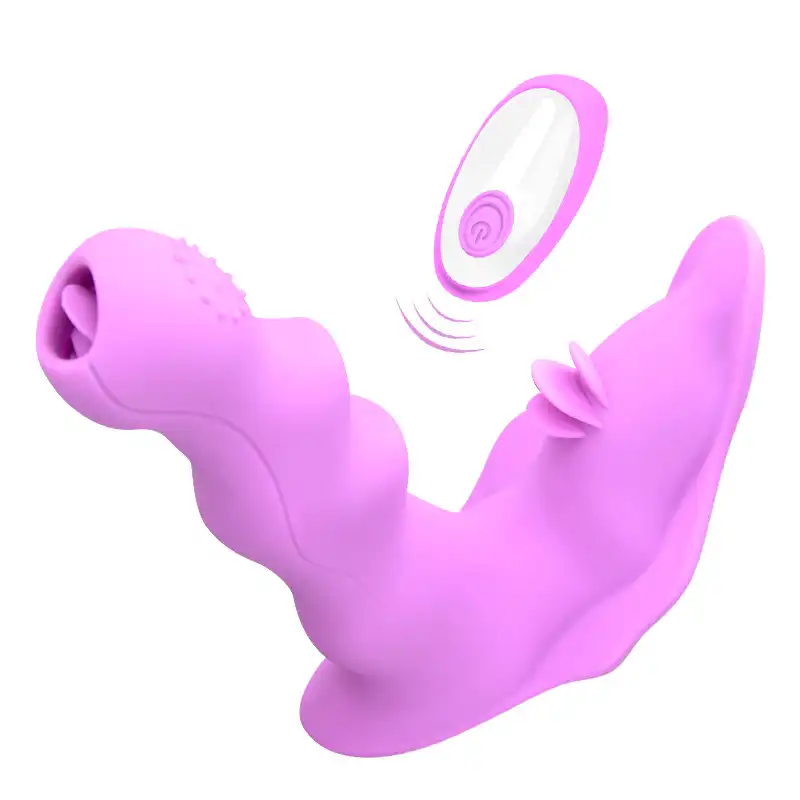 Wearable wireless remote control vibrator with tongue-licking