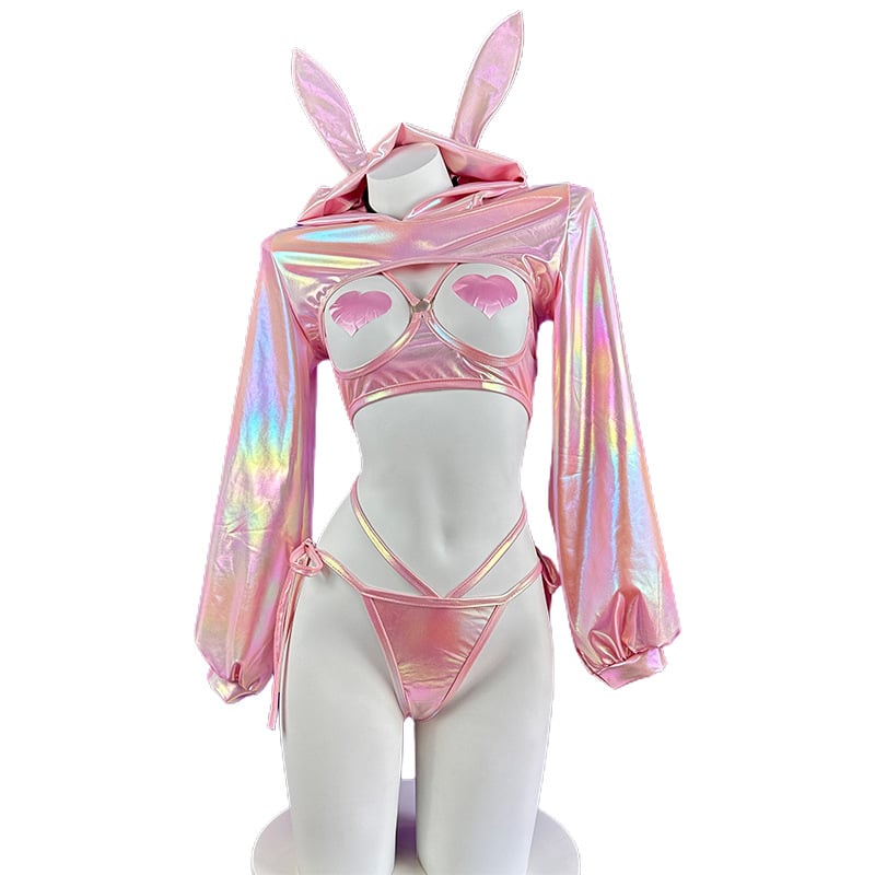 Sexy pink rainbow sheen bunny costume