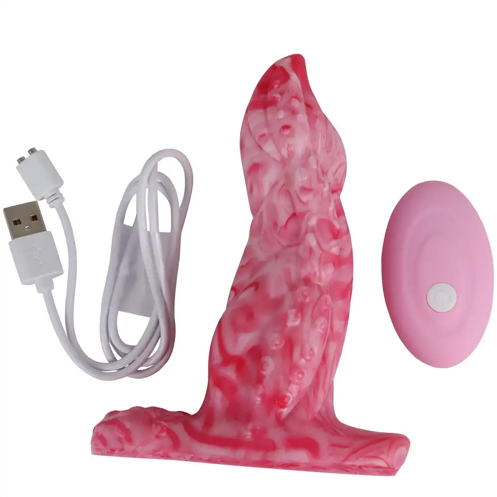 Liquid silicone remote control vibrating octopus dildo