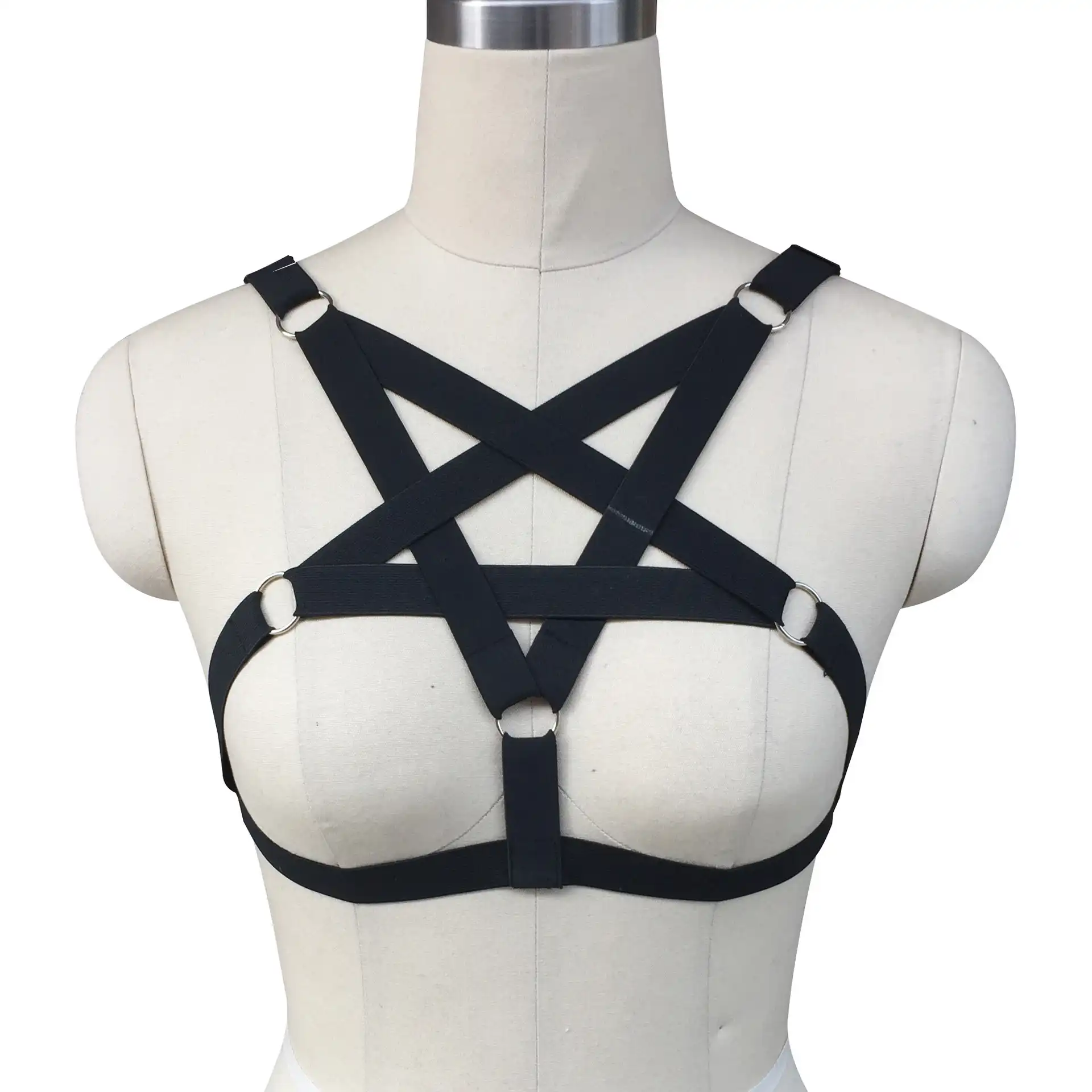 Black bondage cupless bra