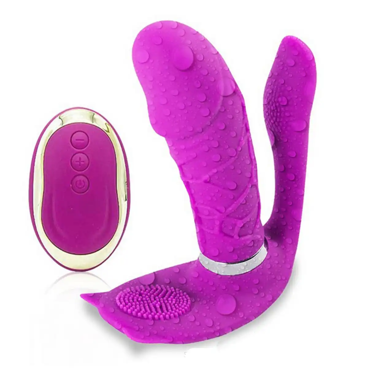 Purple wearable wireless remote control dildo vibrator