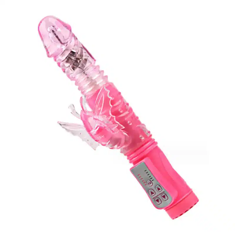 Translucent pink butterfly retractable vibration